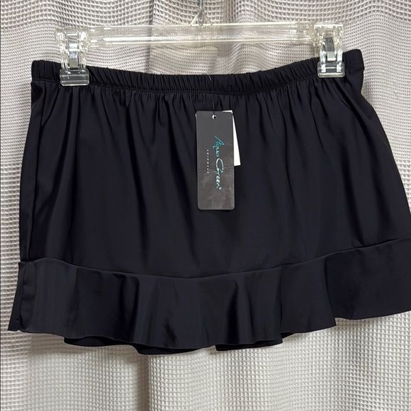 Aqua Green NEW Black Ruffle Swim Skirt beach vacation cruise coverage SZ M - Picture 1 of 7